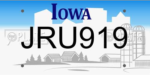 JRU919 Iowa License Plate