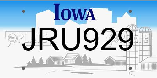 JRU929 Iowa License Plate