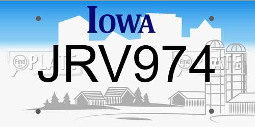 JRV974 Iowa License Plate