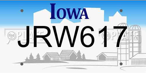 JRW617 Iowa License Plate
