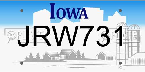 JRW731 Iowa License Plate
