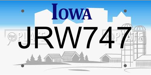 JRW747 Iowa License Plate