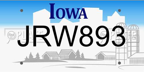 JRW893 Iowa License Plate