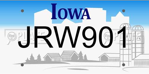 JRW901 Iowa License Plate