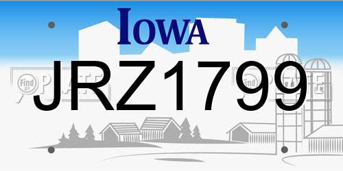JRZ1799 Iowa License Plate