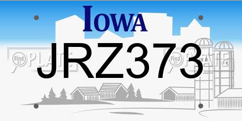 JRZ373 Iowa License Plate