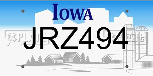 JRZ494 Iowa License Plate