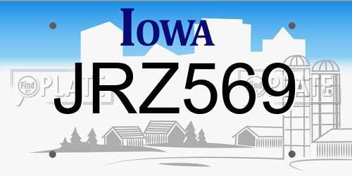 JRZ569 Iowa License Plate