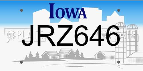 JRZ646 Iowa License Plate