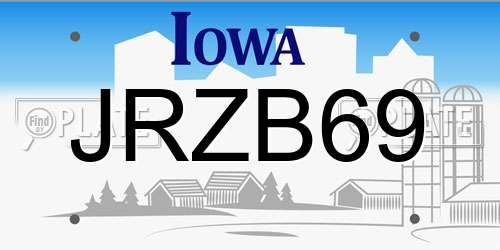 JRZB69 Iowa License Plate