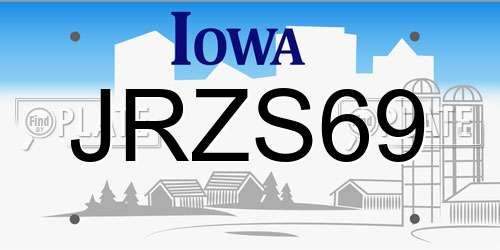 JRZS69 Iowa License Plate