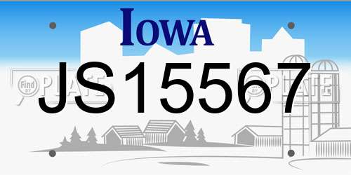 JS15567 Iowa License Plate