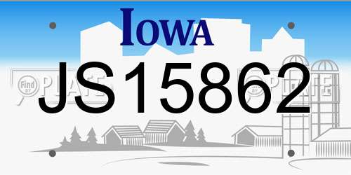 JS15862 Iowa License Plate