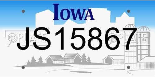 JS15867 Iowa License Plate
