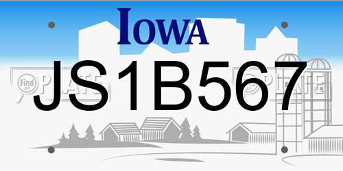 JS1B567 Iowa License Plate