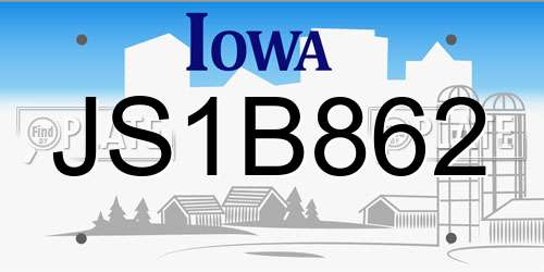 JS1B862 Iowa License Plate