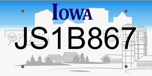 JS1B867 Iowa License Plate