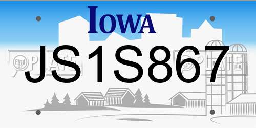 JS1S867 Iowa License Plate