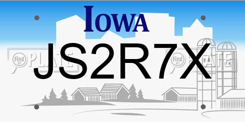 JS2R7X Iowa License Plate