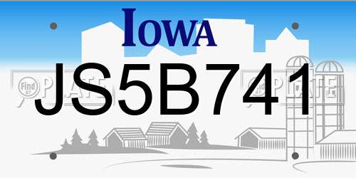 JS5B741 Iowa License Plate