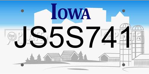 JS5S741 Iowa License Plate