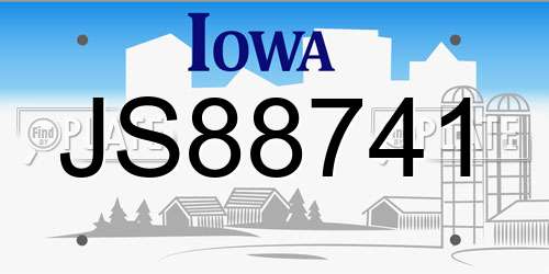 JS88741 Iowa License Plate