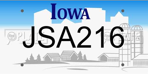 JSA216 Iowa License Plate