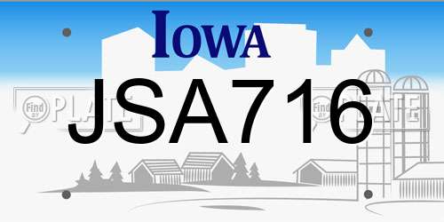 JSA716 Iowa License Plate