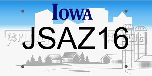 JSAZ16 Iowa License Plate