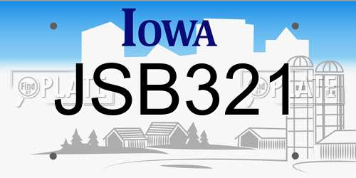 JSB321 Iowa License Plate