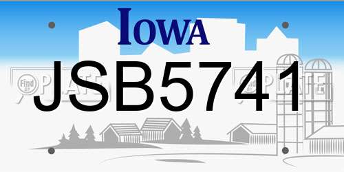 JSB5741 Iowa License Plate
