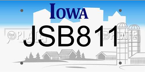JSB811 Iowa License Plate