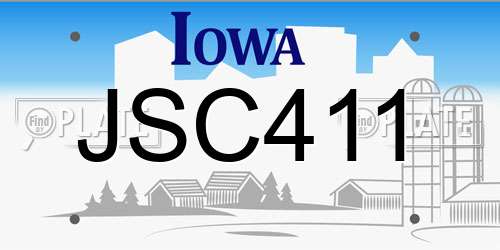 JSC411 Iowa License Plate