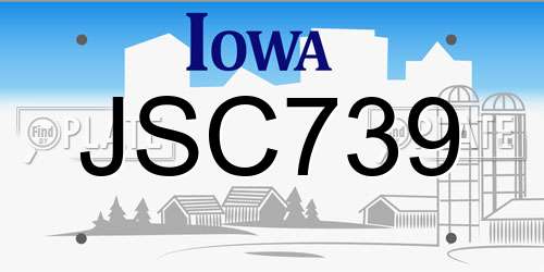 JSC739 Iowa License Plate