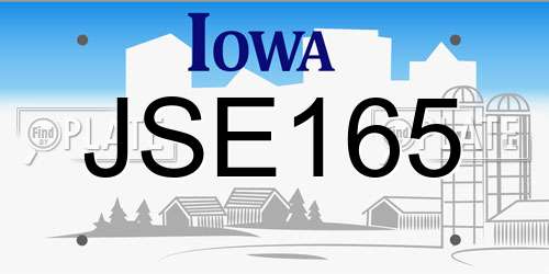JSE165 Iowa License Plate