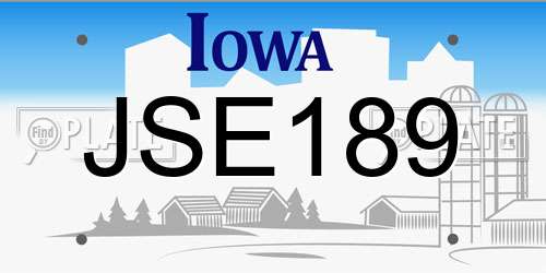 JSE189 Iowa License Plate
