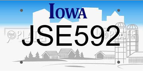 JSE592 Iowa License Plate