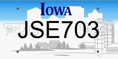 JSE703 Iowa License Plate