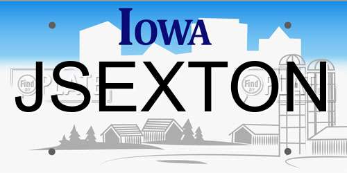 JSEXTON Iowa License Plate