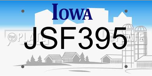 JSF395 Iowa License Plate