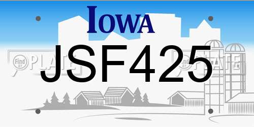 JSF425 Iowa License Plate