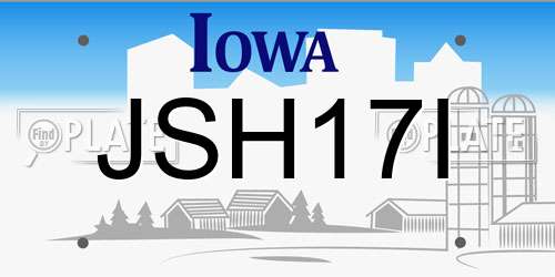 JSH17I Iowa License Plate
