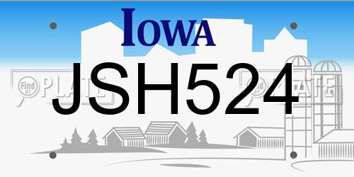 JSH524 Iowa License Plate