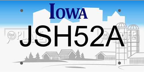 JSH52A Iowa License Plate