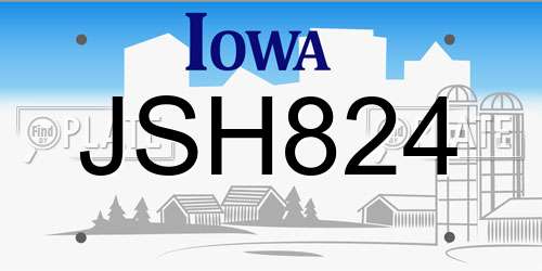 JSH824 Iowa License Plate