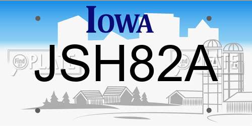 JSH82A Iowa License Plate