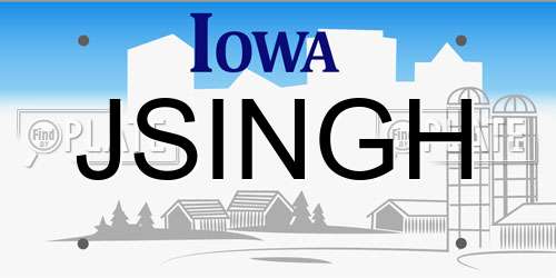 JSINGH Iowa License Plate