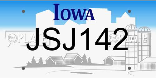 JSJ142 Iowa License Plate