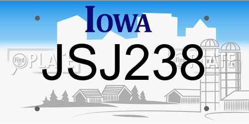 JSJ238 Iowa License Plate