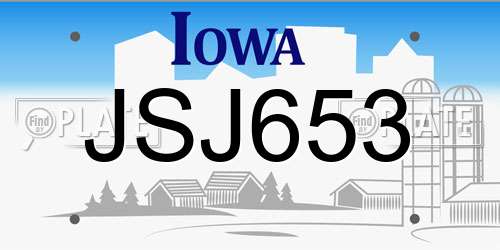 JSJ653 Iowa License Plate